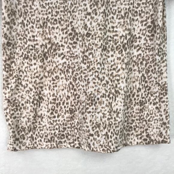 Nicole Miller Shirt Small Tan Leopard Button Pajama Top Sleep Sleep PJ Soft Cozy - Picture 4 of 8